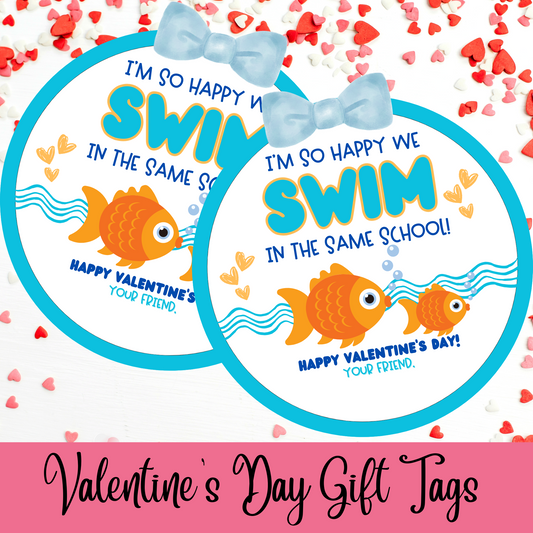 Valentine's Day Gift Tags - "I'm So Glad We're in the Same School" - Perfect for Kids' Classroom Valentines
