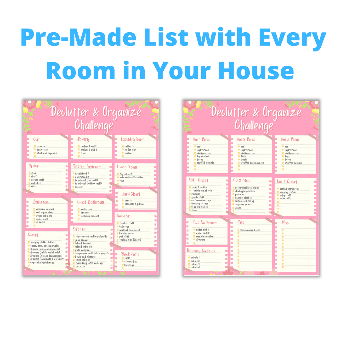 Declutter & Organize Challenge Checklist