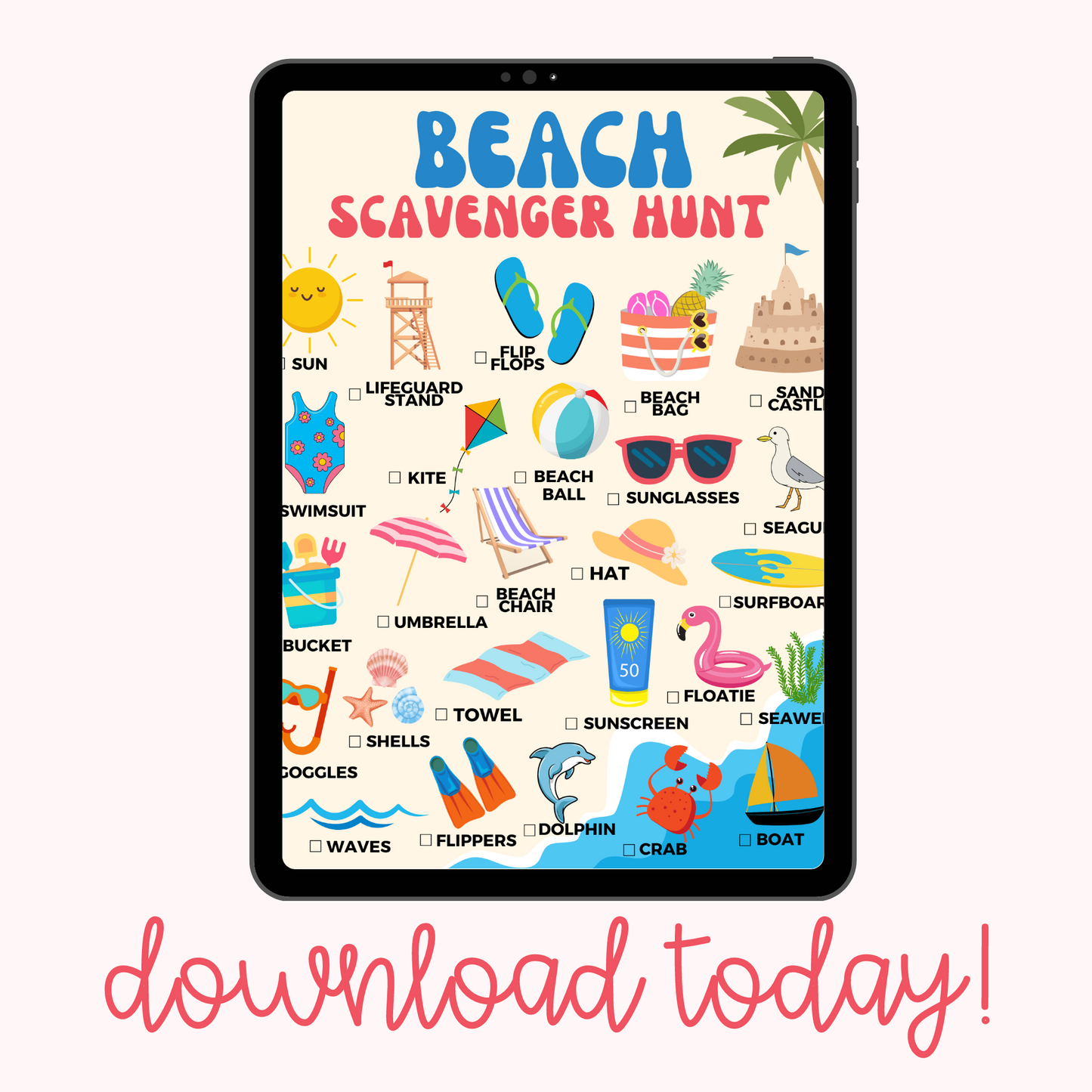 Beach Day Scavenger Hunt