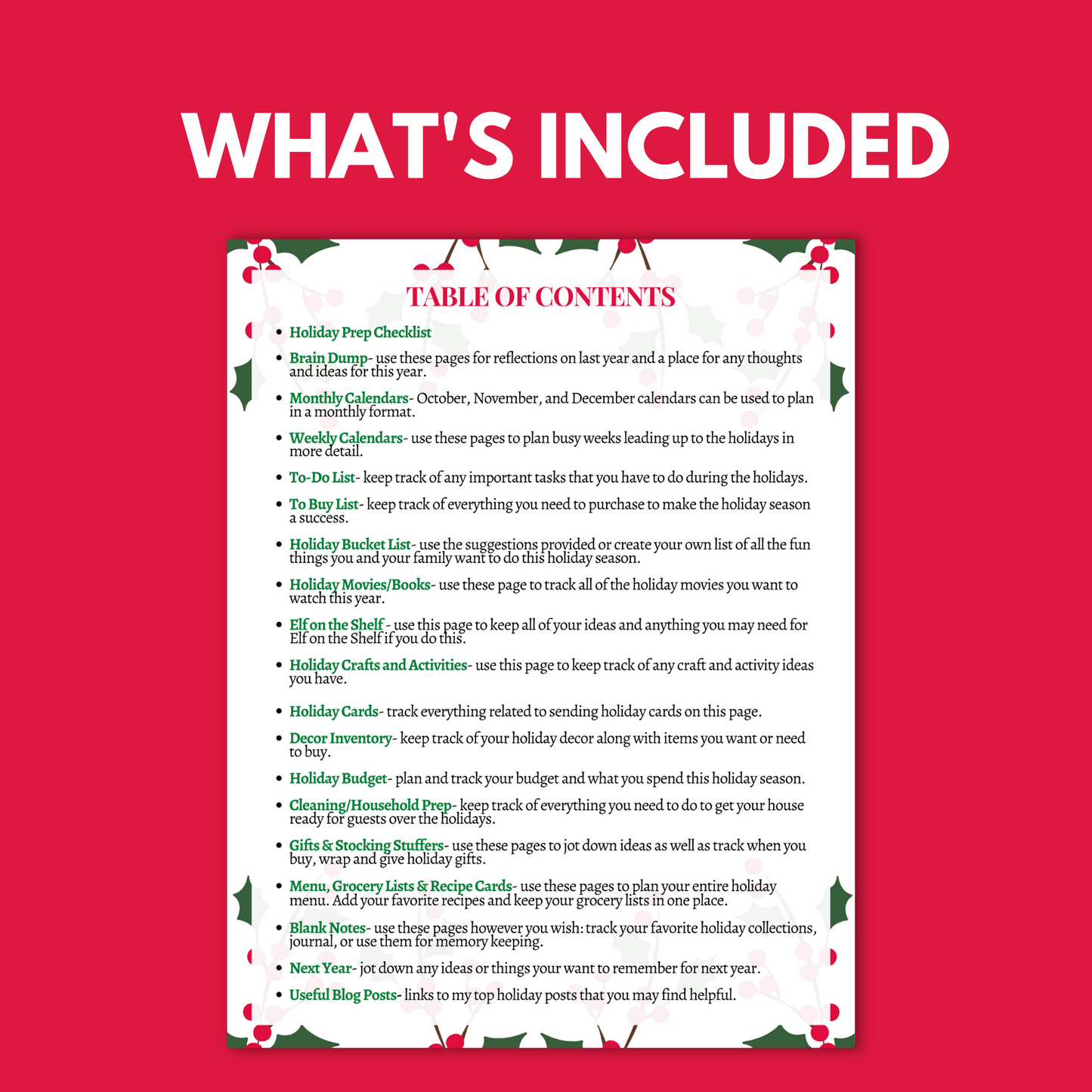 2025 Holiday Planner