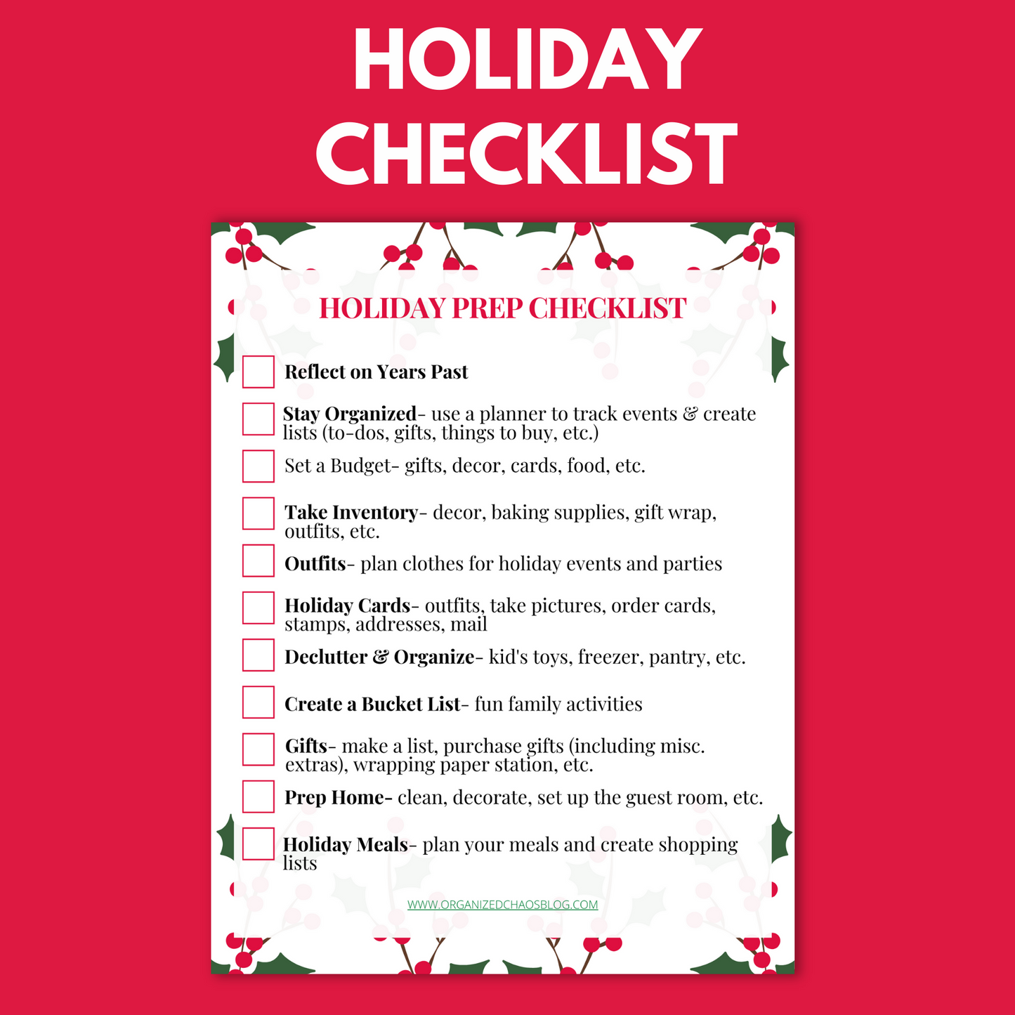 2025 Holiday Planner