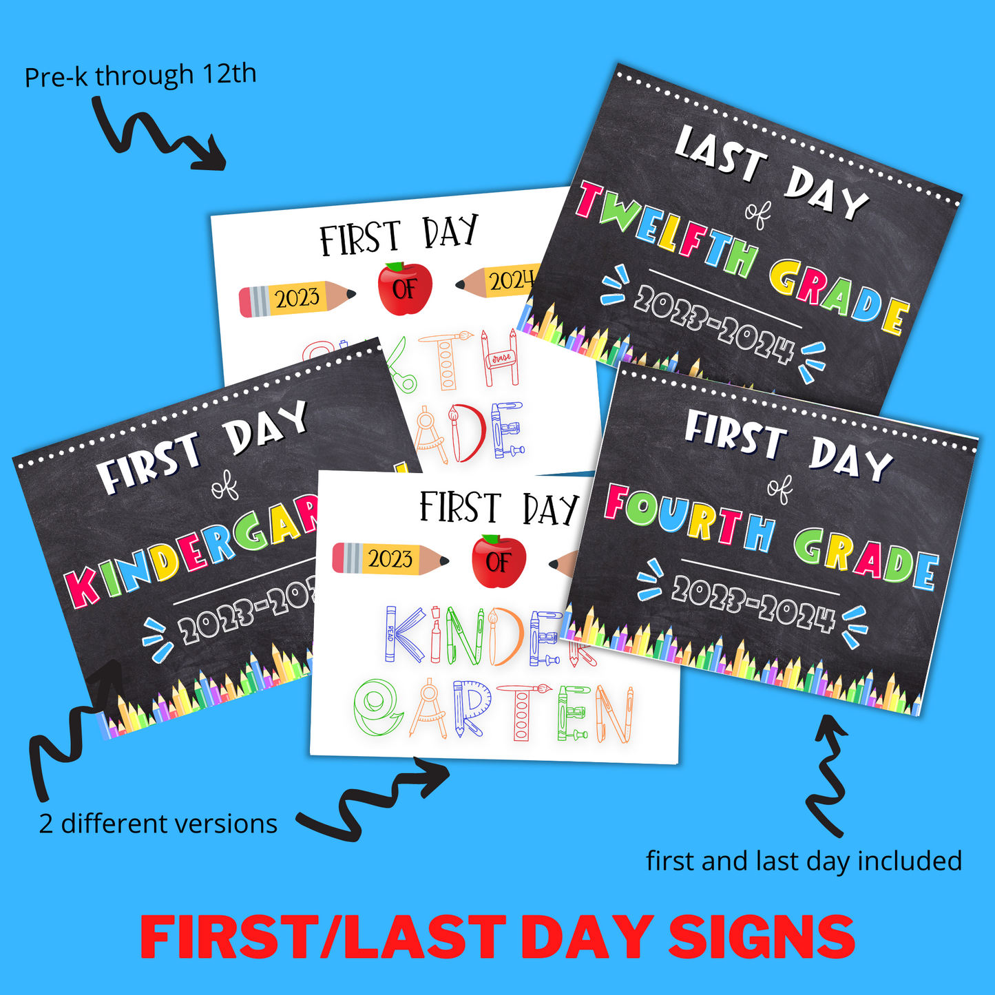 First/Last Day of School Signs 2023-2024