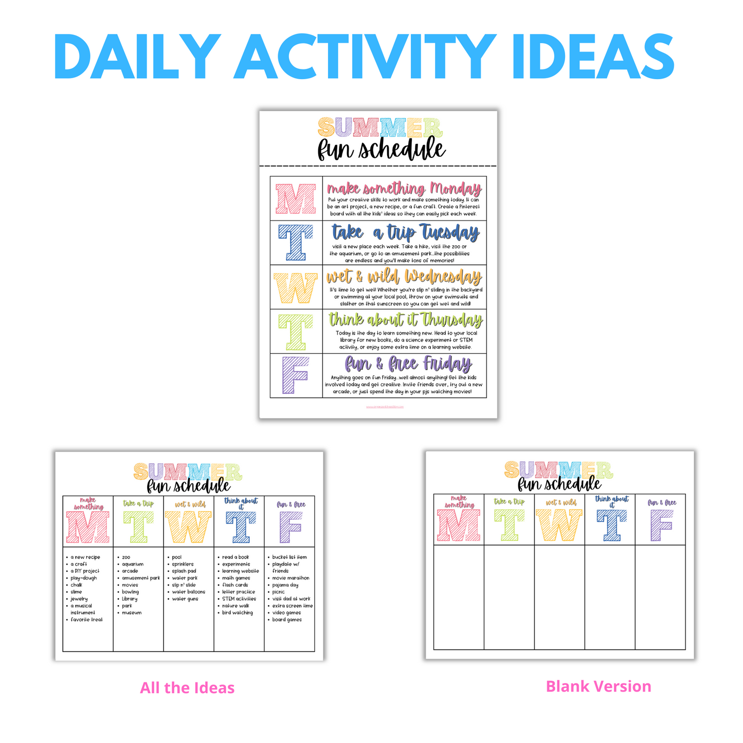 Summer Activities Planner for Moms and Kids